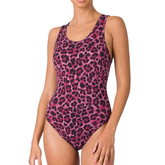 Plum Brushed DTY Leopard Racerback Tank Zenana Bodysuit - Picture 2 of 14